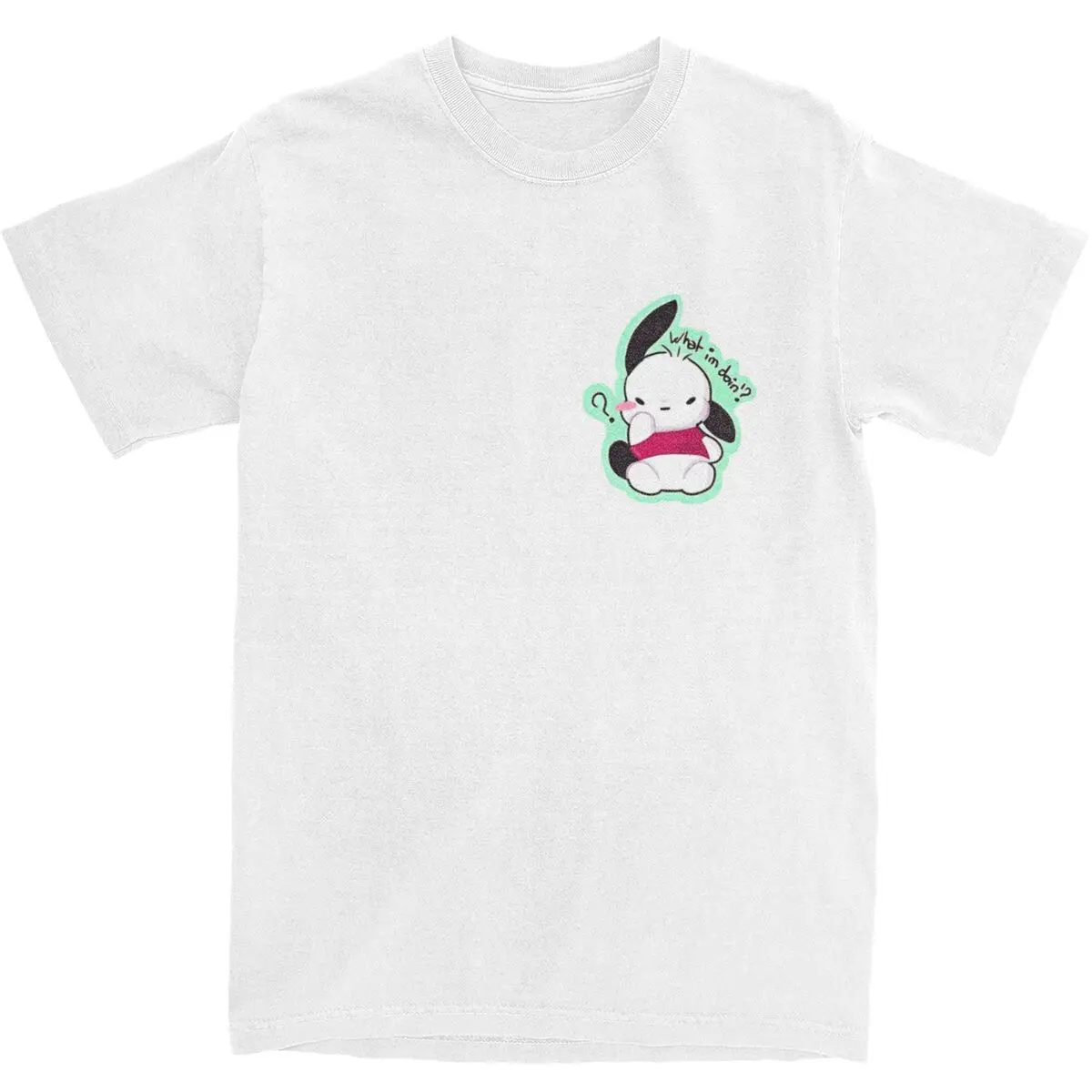 What I Am Doin Pochacco T Shirt Men Awesome 100 Cotton T Shirts Summer O-Neck Harajuku Tees Casual Oversize Tops