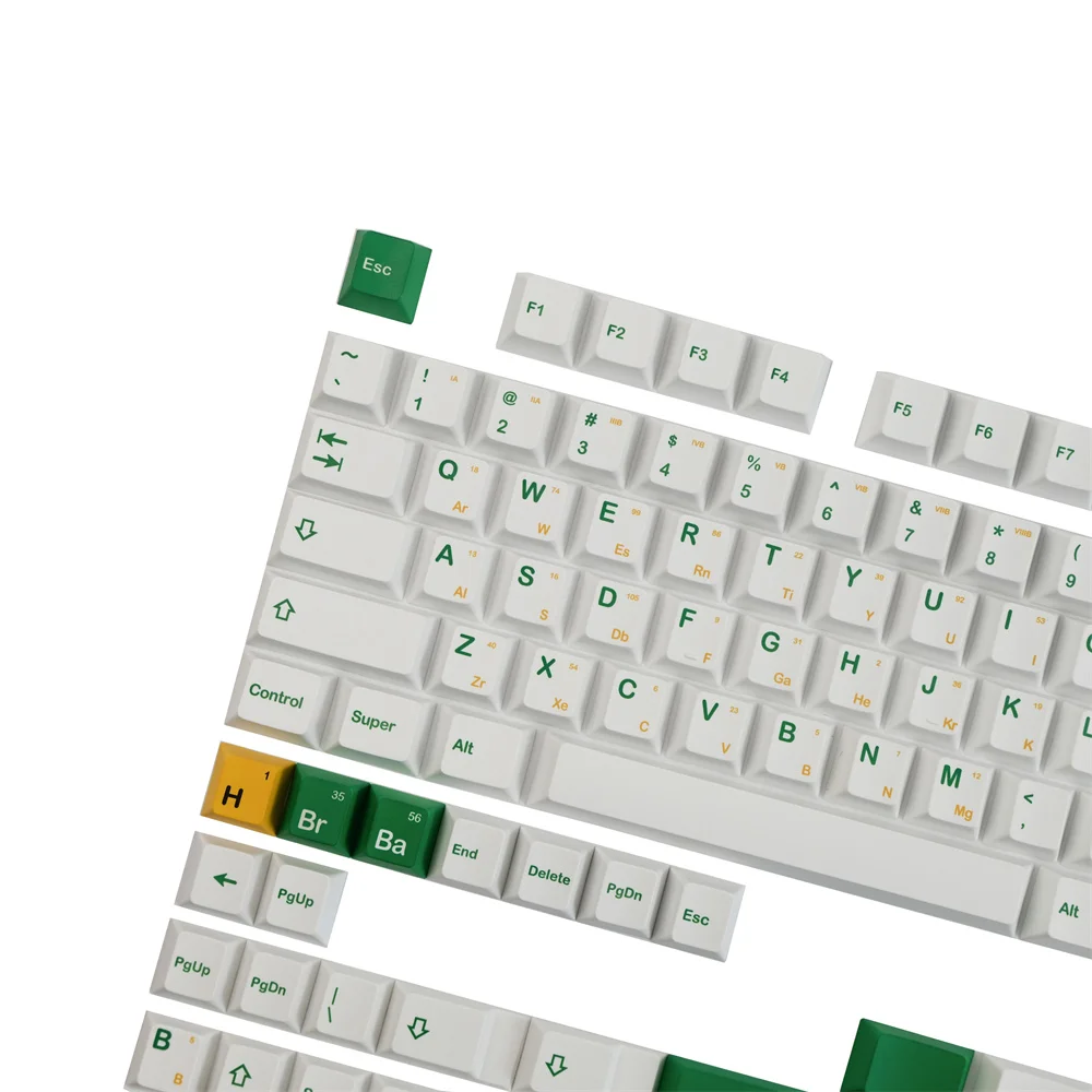 PBT Keycap Heisenberg 146 Keys White Green Original Design Keycaps Cherry Profile DYE Sublimation For Mechancail Keyboard