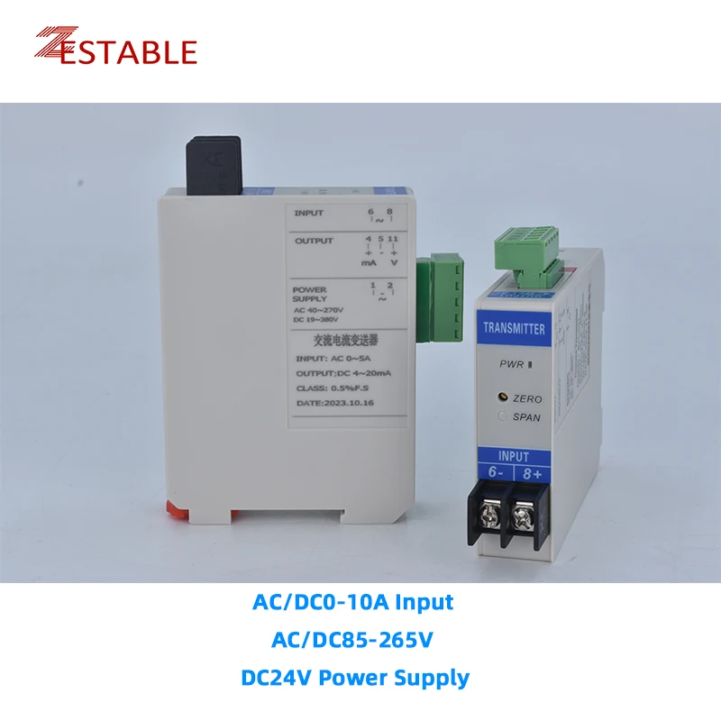 

AC/DC Current Sensor Transducer AC/DC 1A 5A 10A Input 4-20mA 0-20mA 0-5V 0-10V Output ZA-WI DC24V AC/DC85-265V Power Supply