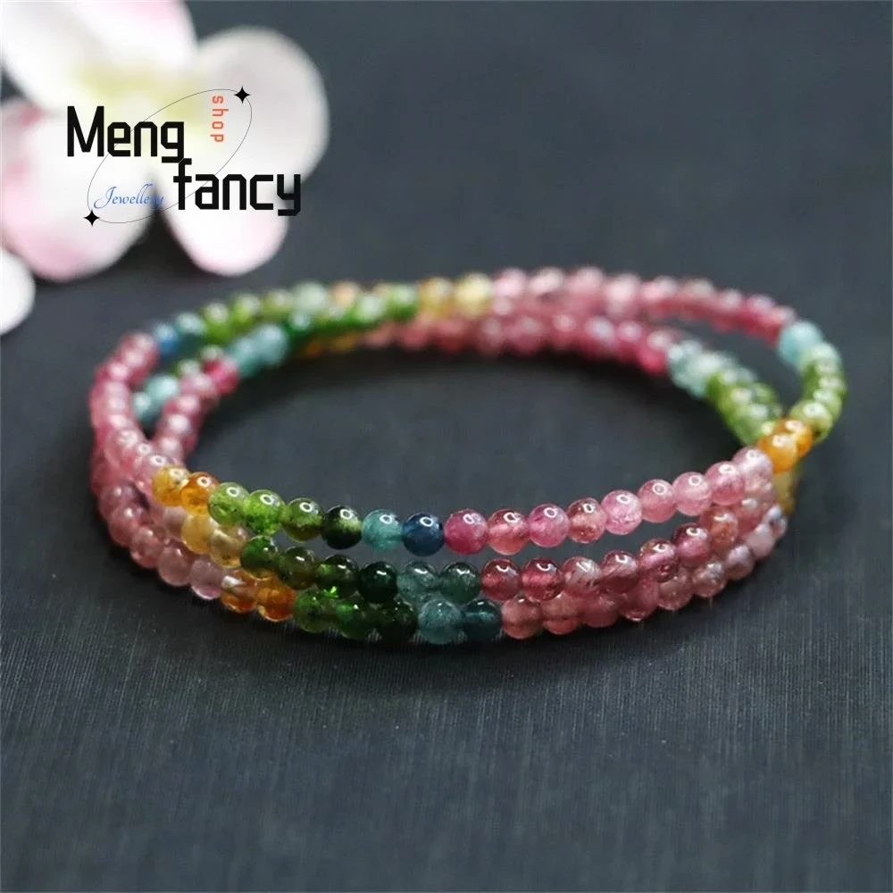 Natural Tourmaline Exquisite Elegant Simple High-grade Bracelet Rainbow Brazilian Crystal Gemstone Popular Fashion Fine Jewelry