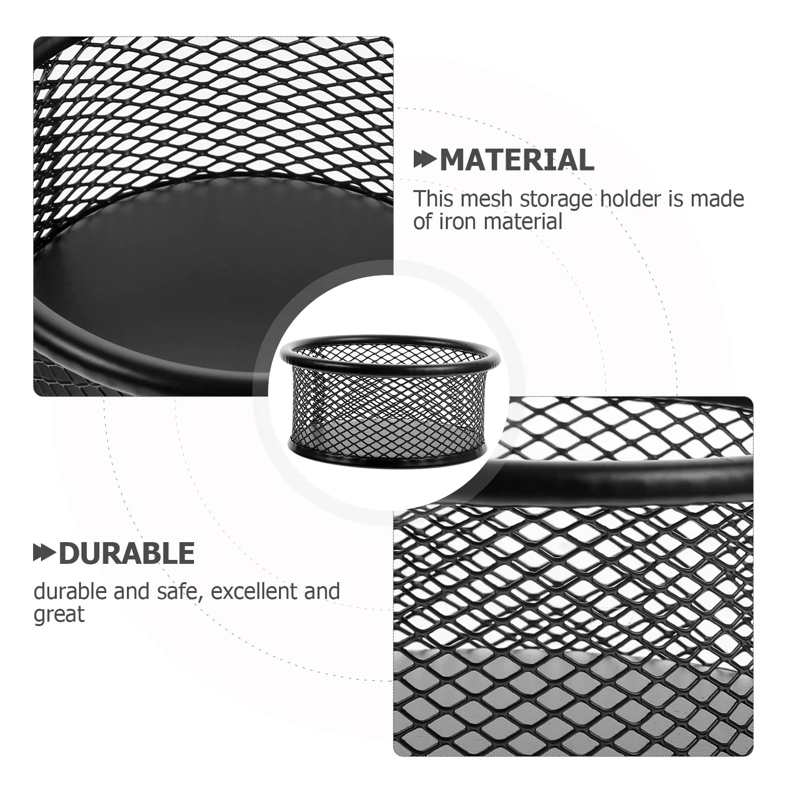 

12Pcs Metal Mesh Round Paper Clip Holder Black Small Stationery Organizer for Desk Office Supplies