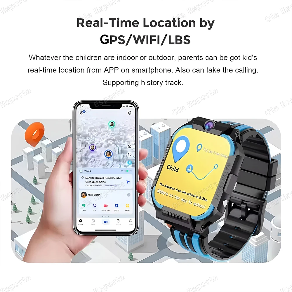 4G الإصدار العالمي للأطفال Smartwatch SOS GPS WiFi تحديد المواقع HD كاميرا مكالمة فيديو ساعة أطفال 600mAh بطارية مصباح ليد جيب