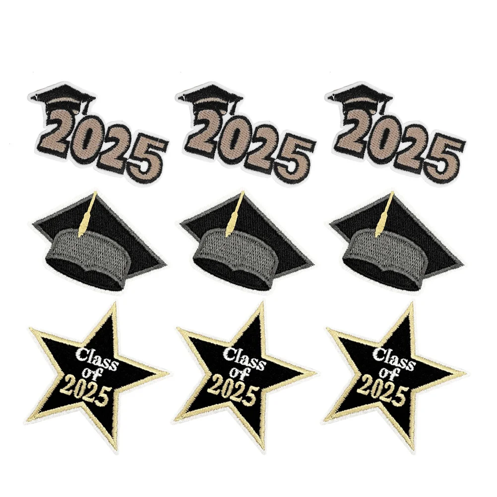 

9Pcs Graduation Embroidery Patches DIY Iron on Applique for Clothing Hats Fashion Decorative Patch Set 2025 Graduation Products