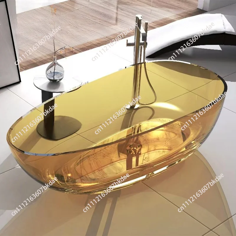 Transparent Resin Crystal Freestanding Bathtub,Modern Soaking Tub for Home Homestay Hotel Commercial Bathroom Project Decoration