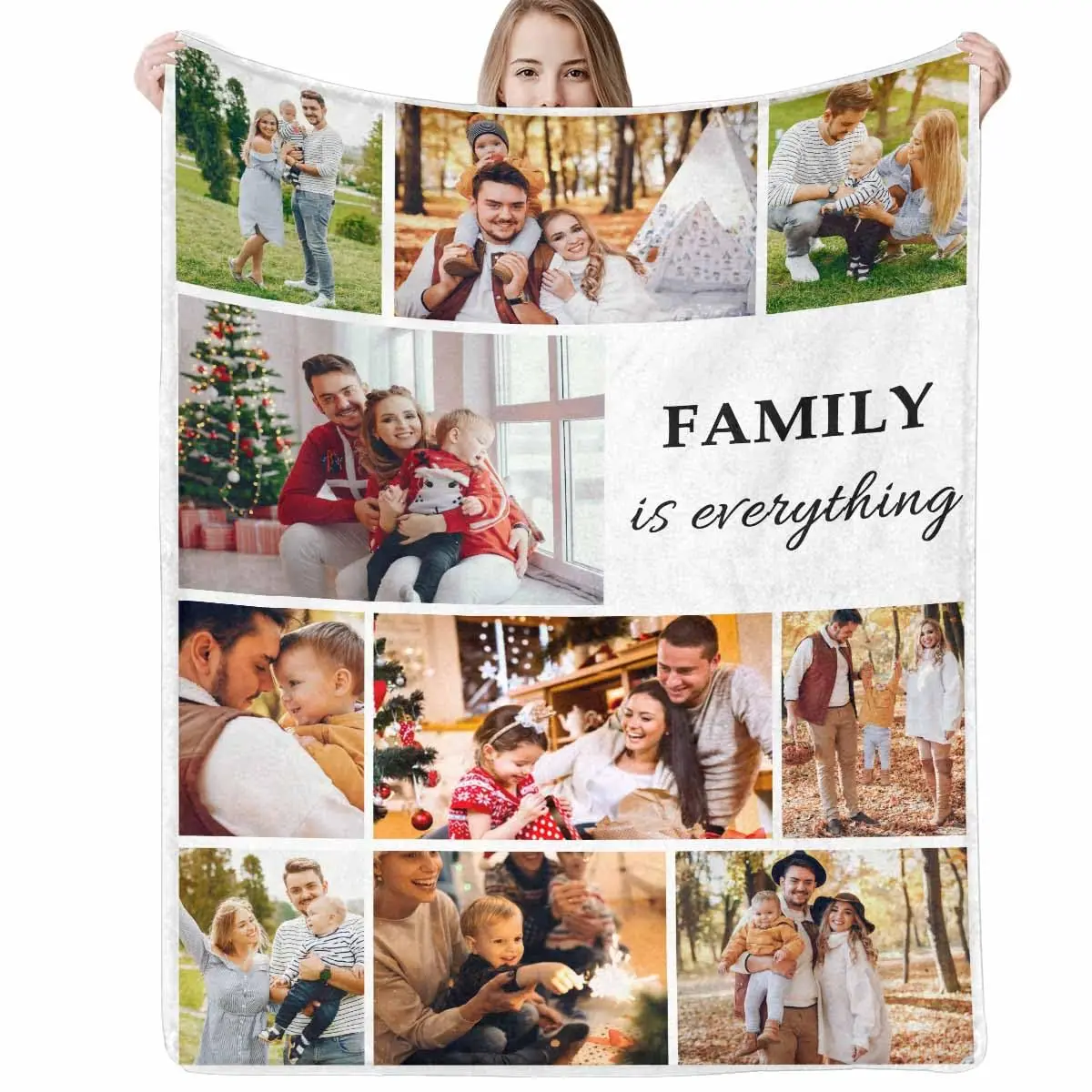 20 Photos Custom Blanket with Text Collage Beautiful Blankets Birthday Souvenir Gifts Personalized Throw Blankets for Father Mom