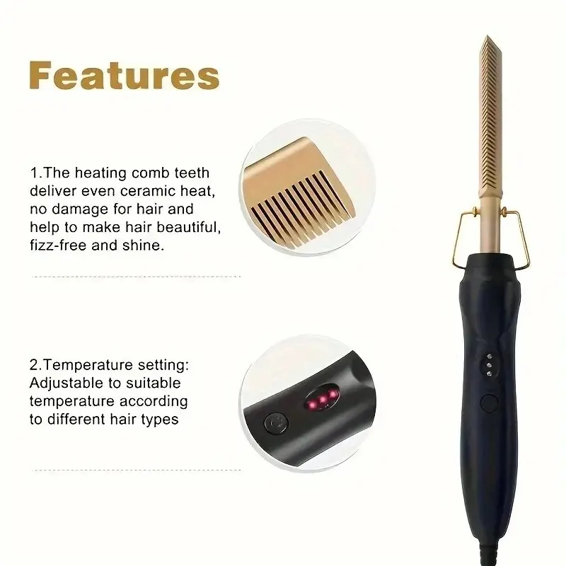 Straight hair comb, bangs, dry and wet dual-use comb, straight hair curling iron, household roll straight electric comb image 2