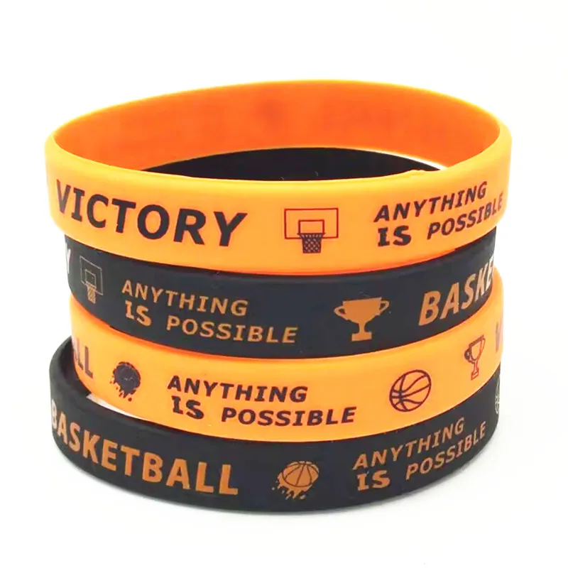 1pc/2pcs motivational basketball rubber wristband silicone bracelet2