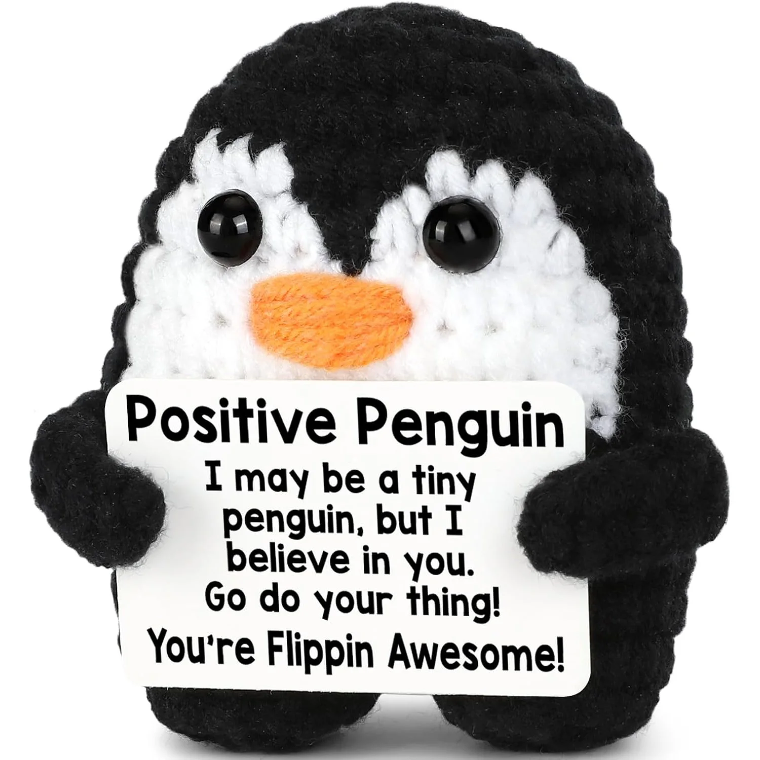 Mini Funny Handmade Emotional Positive Penguin Ornament Home Room Decoration Positive Crochet Animal Penguin Doll Christmas Gift