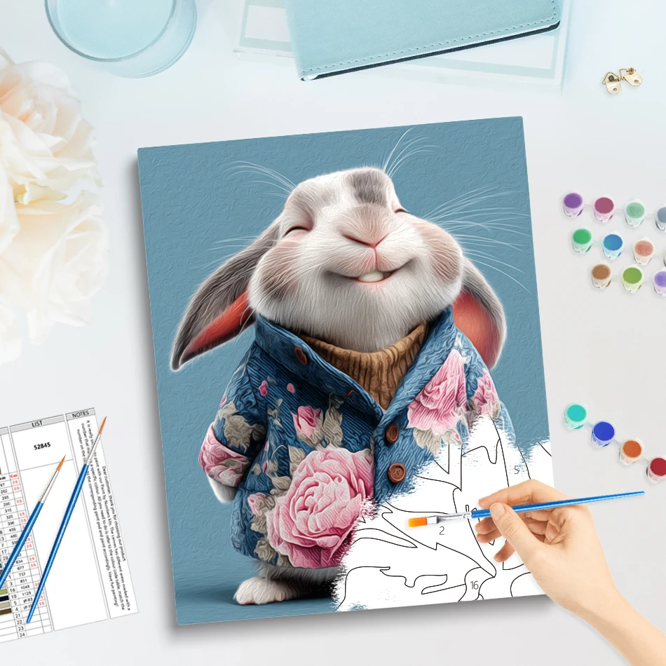 

GATYZTORY Diy Painting By Numbers Abstract Rabbit Animals Drawing Canvas Oil Handwork Color Markers Picture Paint Kit Home Decor
