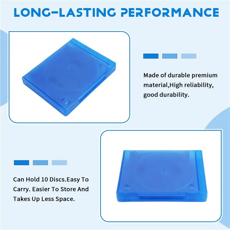 ABZZ-CD Storage Box 10-Piece Pack CD Case Plastic Double-Sided CD Storage Car CD Case Thickened DVD Case, Durable Easy To Use Bl