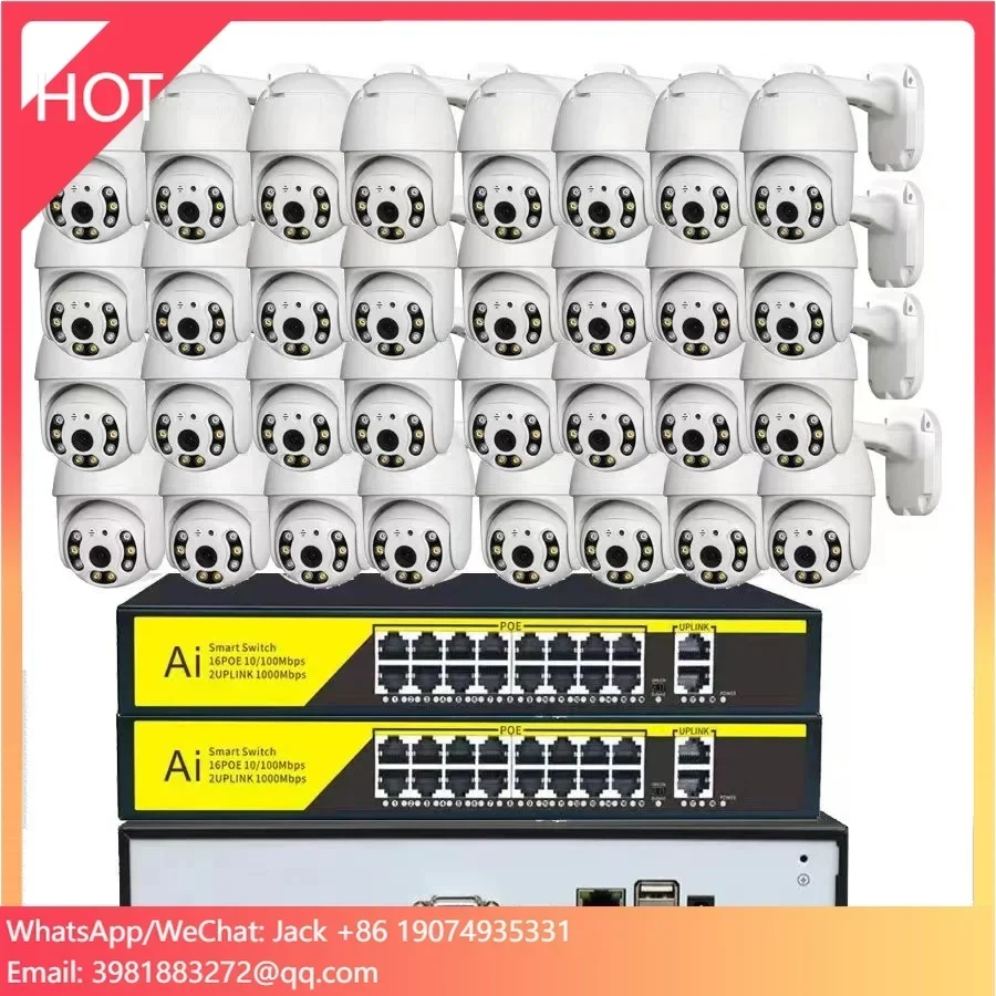 24-7 Recording Audio 8MP Color Dome 32CH PTZ PoE NVR Kit Outdoor Video Surveillance IP CCTV Network 4K Security Camera System