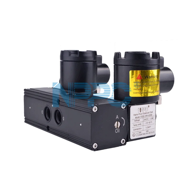 SV562T6-08 explosion solenid valves port size G1/4  material aluminum double heads solenoid valve  NPPC brand black color