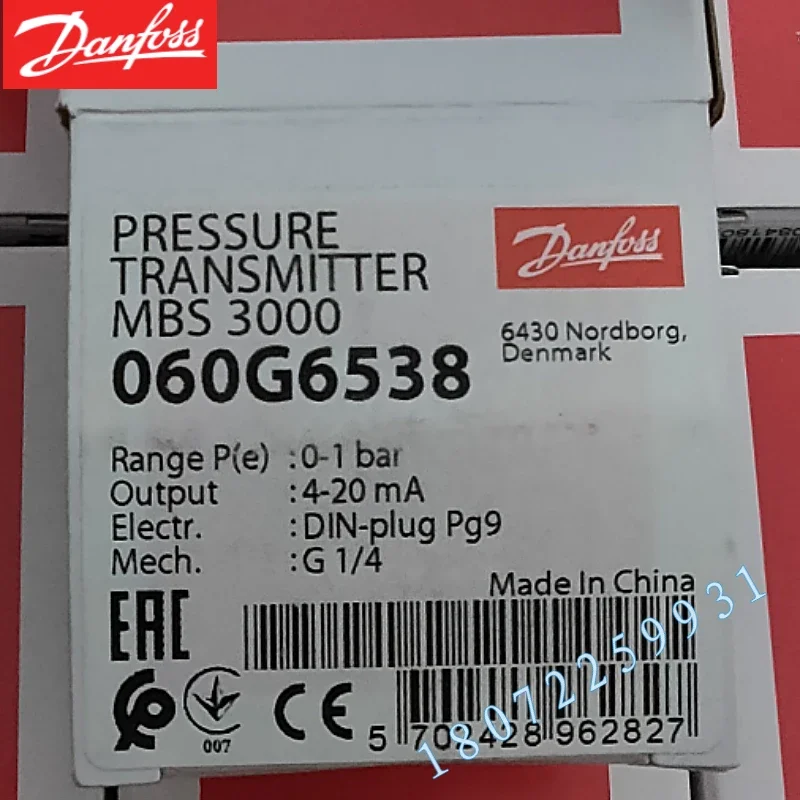 First-level Agent MBS3000 060G6538 Danfoss, Pressure Sensor 0-1bar 4-20mA Original