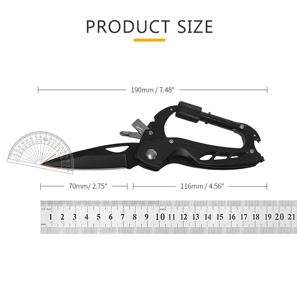 Multitool Carabiners , EDC with Pocket Knife , Bottle Opener, Window Breaker and Screwdriver, Survival Gear for Camping Hiking