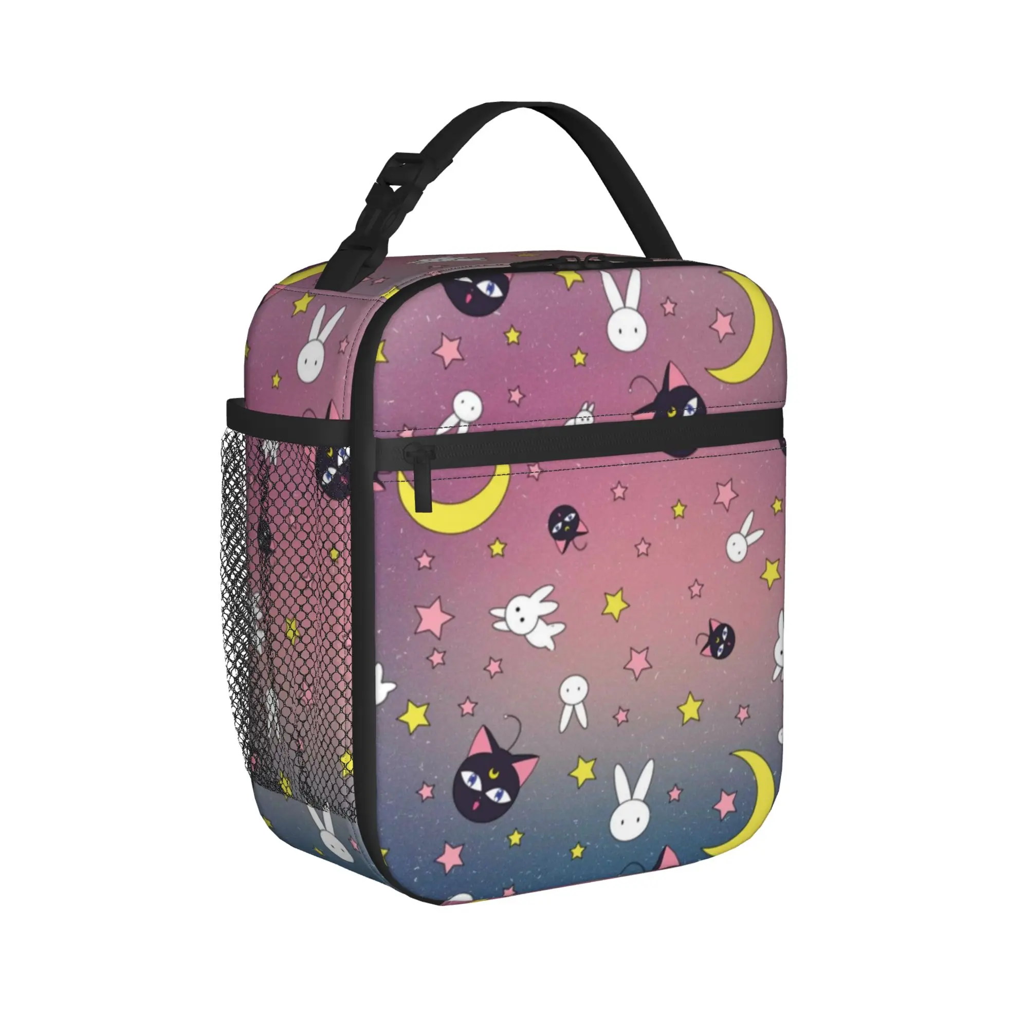 Usagis Tsukinos Cartoon Moon Cat Thermal Insulated Lunch Bag for Work  Portable Bento Box Men Women Cooler Thermal Lunch Boxes