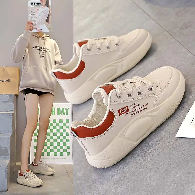 

Flat sports shoes with a poop like feel for women, 2026 new versatile anti slip student white board shoes