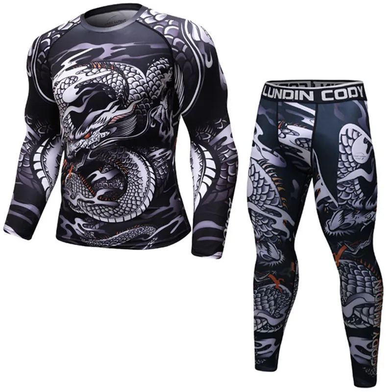 

Men's Tracksuit set Jogging suits Gym clothing compression tights rash guard male sports suit shirts leggings suits mma crossfit