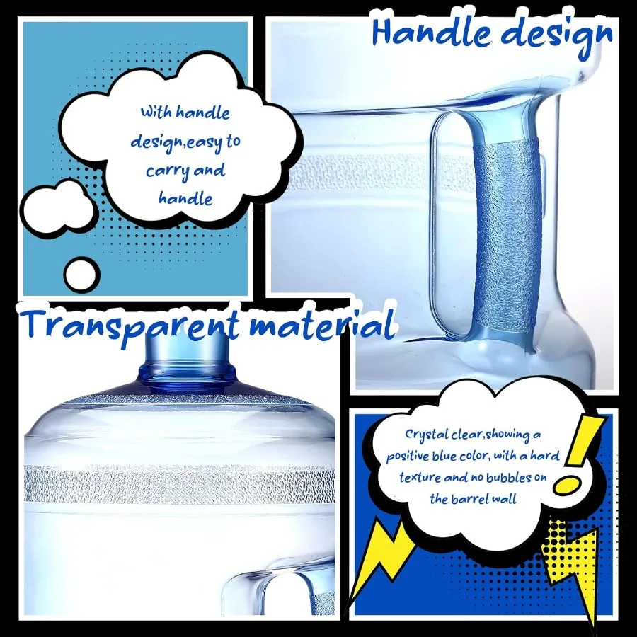 Jarras de água redondas de galão, 2 peças, garrafas plásticas com alça, tampa de parafuso para acampamento, academia, uso reutilizável, grande capacidade, viagem ao ar livre