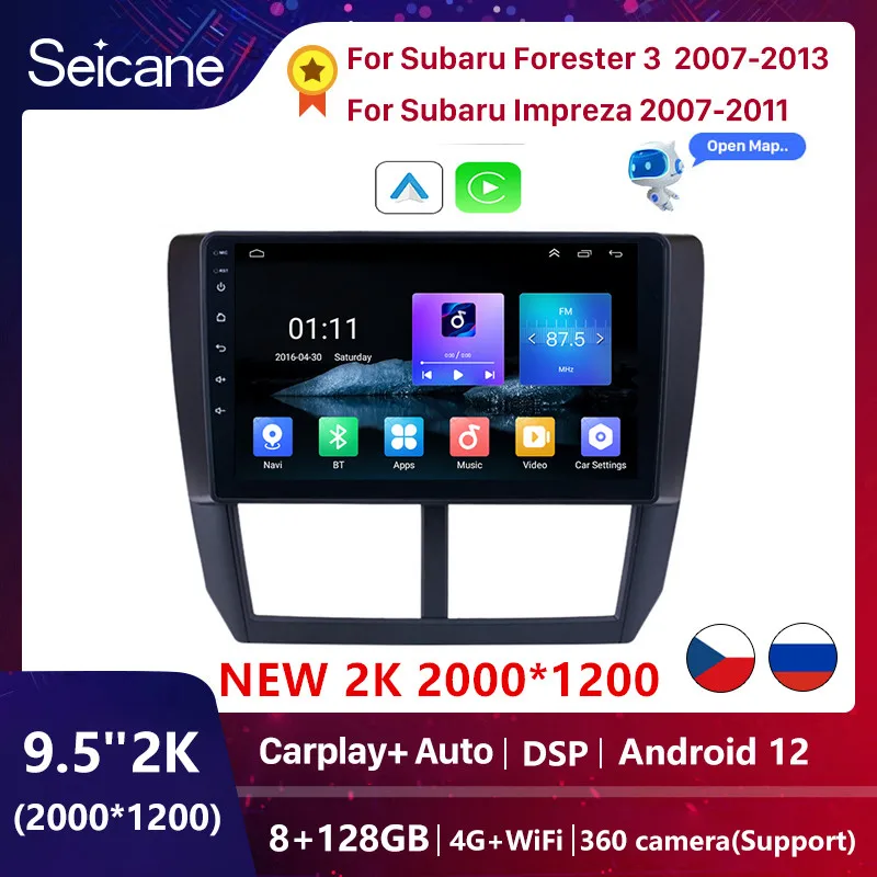 Seicane-Radio con GPS para coche, reproductor Multimedia con Android 12, 4G, para Subaru Forester 3 SH 2007-2013, Subaru Impreza GH GE