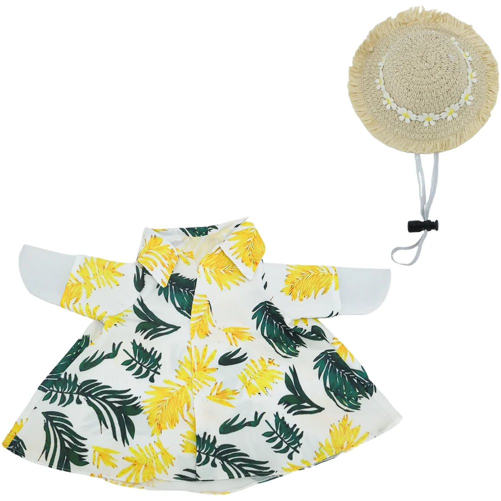 23 Inch Hawaiian Duck Outfit for Porch Decor Includes Shirt and Straw Hat Tropical Green Coconut Butterfly Colors