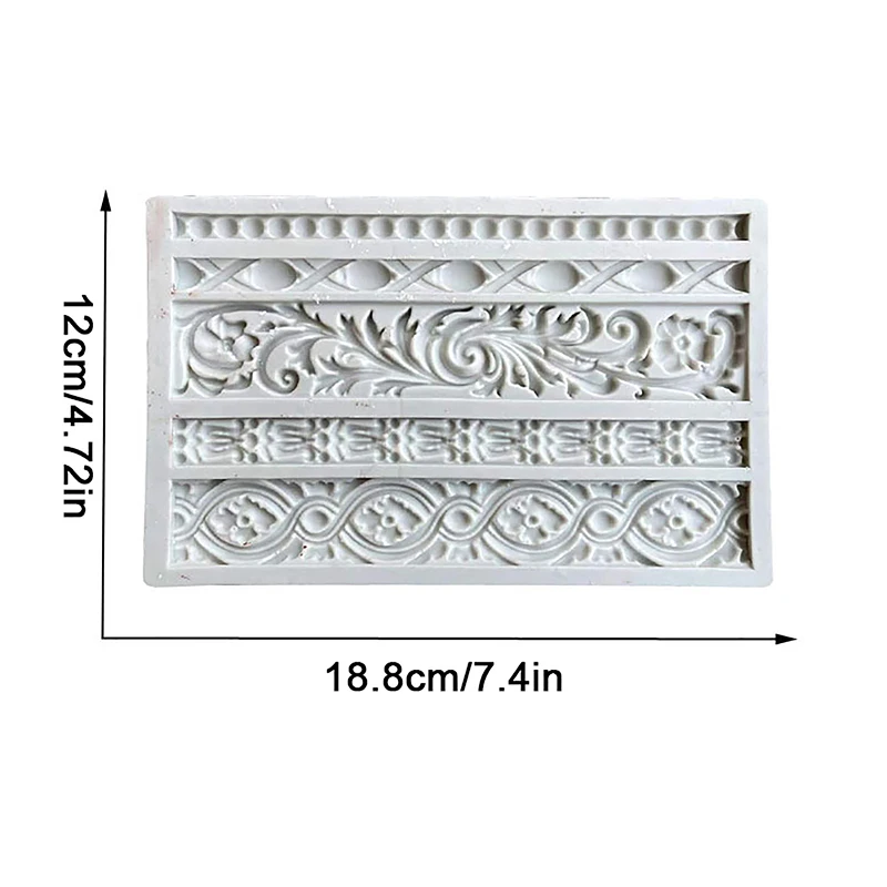 1Pc Baroque Fondant Molds Scroll Border Lace Silicone Molds Curlicues Gum Paste Candy Chocolate Molds For Cake Decorating