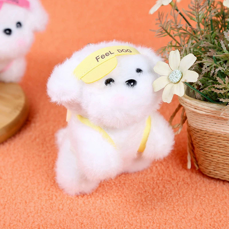 かわいい漫画の子犬バッグぬいぐるみキーホルダー、クリエイティブなぬいぐるみ、車のチャーム、カワイイバックパックペンダント、ギフト、13cm