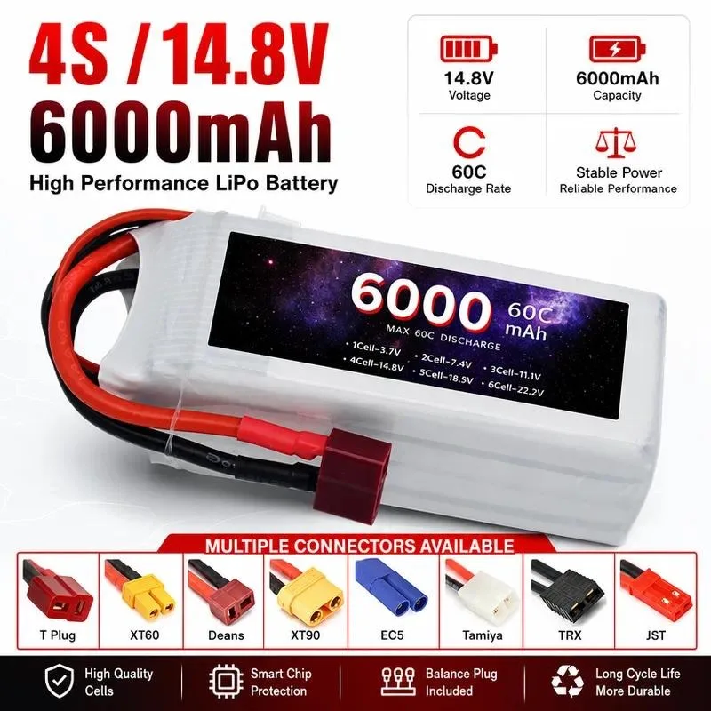 for Model Aircraft Battery High Rate 6000mAh 4S 60C Fixed Wing Toy Model Lithium Battery