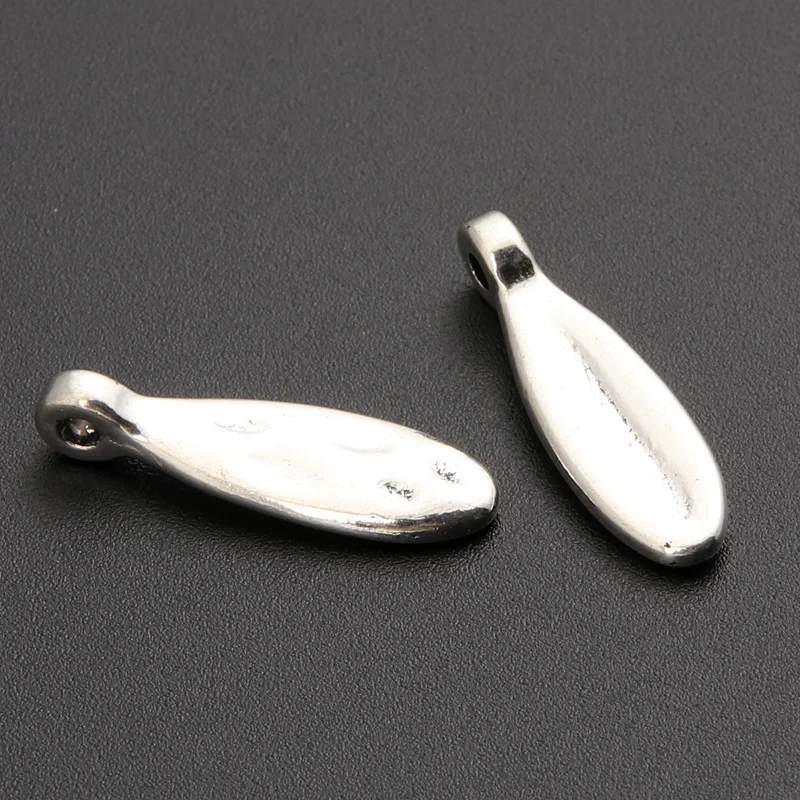 30pcs Silver Color Oval shaped drop Charm DIY Necklace Bracelet Bangle Findings 4x20mm A1490 SALE