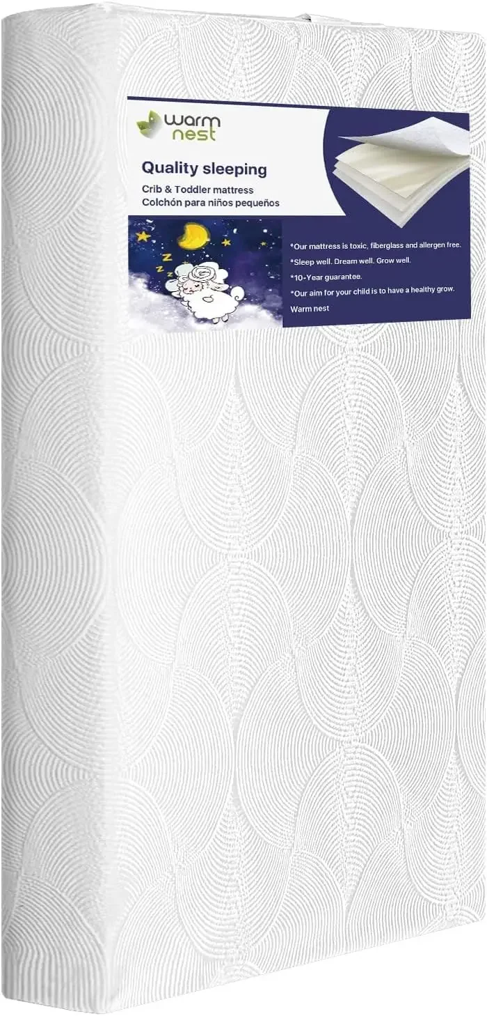 

Dual Side Toddler Mattress,Washable and Waterproof, fits Standard Full-Size Crib and Toddler Bed,Fiberglass-Free.