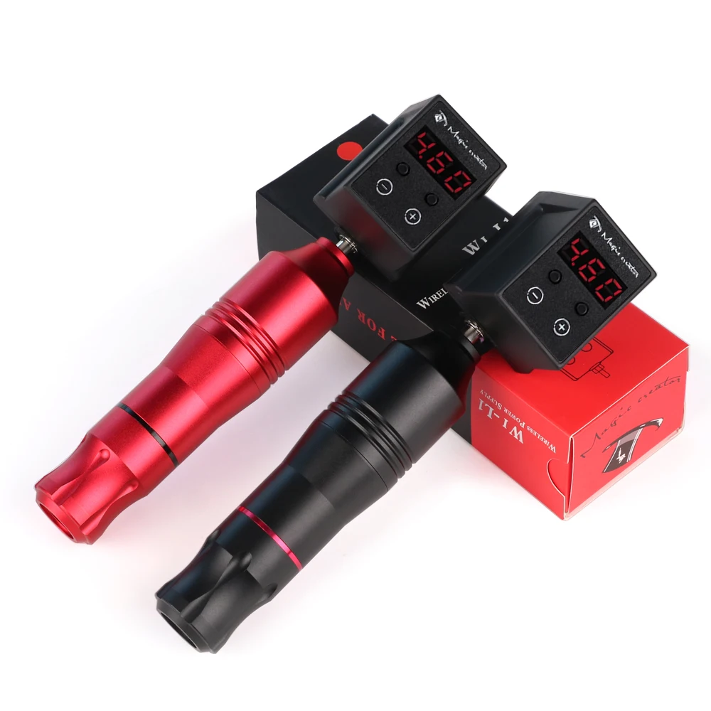 

Профессиональный беспроводной набор вращающихся ручек для татуировки — цифровой светодиодный источник питания с разъемом постоянного тока, лайнером и шейдером для художников и начинающих