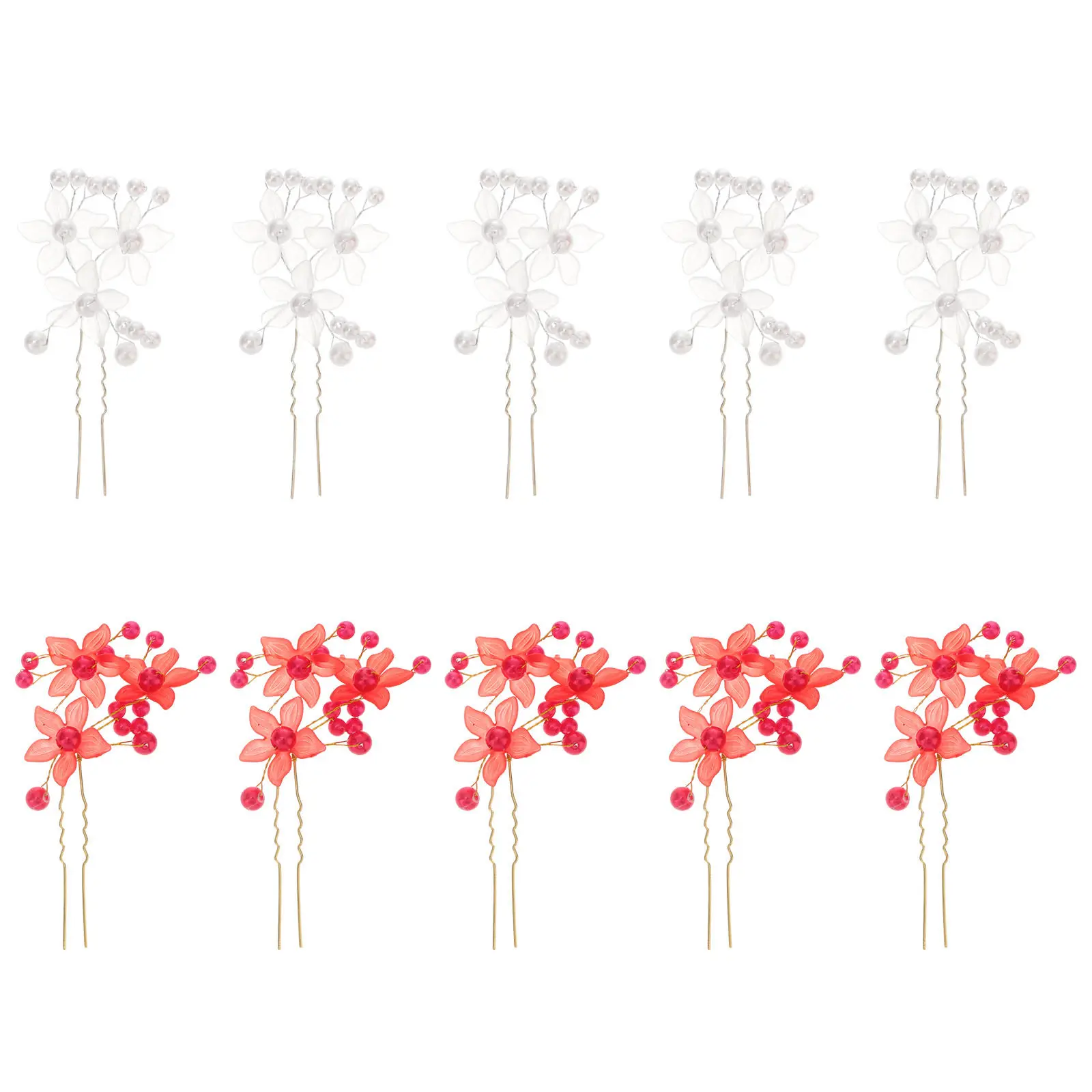 

10Pcs Pearl Hairpin Wedding Hair Accessories Zinc Alloy ABS Lightweight Bridal Hair Clips for Bridesmaids Floral Headdress Party