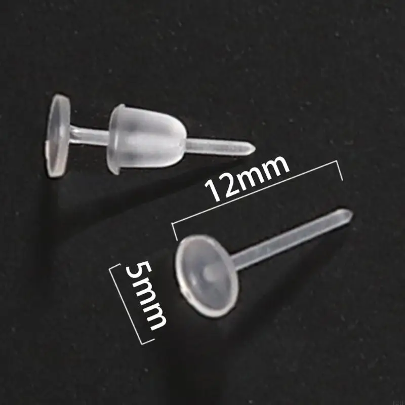 

E21F for Creative 100 Set Clear Earrings Plastic Post Earrings Silicone Earring Backs Ear Studs Piercing Retainers for Women
