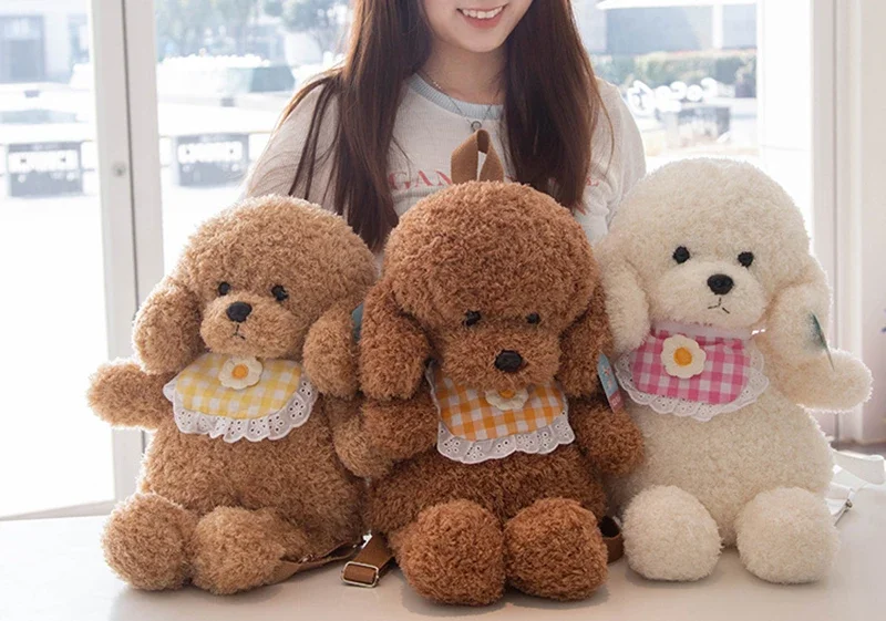 35/45cm Teddy Hund Rucksäcke Stofftier Pudel tasche Plüsch verstellbare Schult aschen Kindergarten Plüsch Rucksack Spielzeug Geschenke – Detail 4