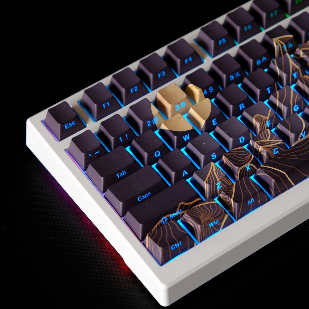 midnight mountain keycap com impressao lateral teclado retroiluminado cereja perfil pbt double shot key cap acesso mx conjunto 01