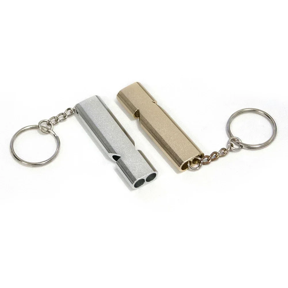 EDC Safety Emergency Whistle Keychain Double Tube High Frequency Outdoor Survival Whistle Camping Self-defense Self-help Tools