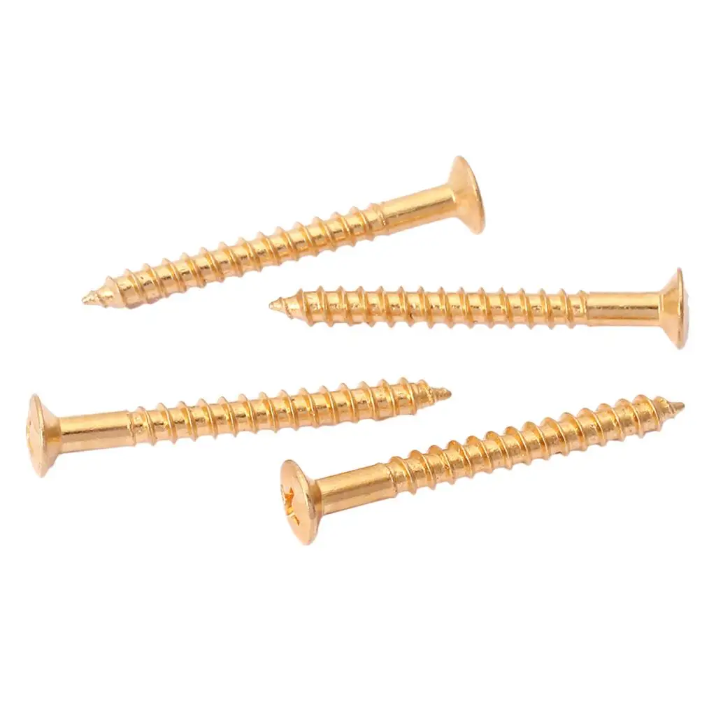 Tooyful 4Pcs Gold Metal Electric Bass guitar Neck Joint Plate Mounting Screws 44.5mm Replacement for Professional Brand Guitar