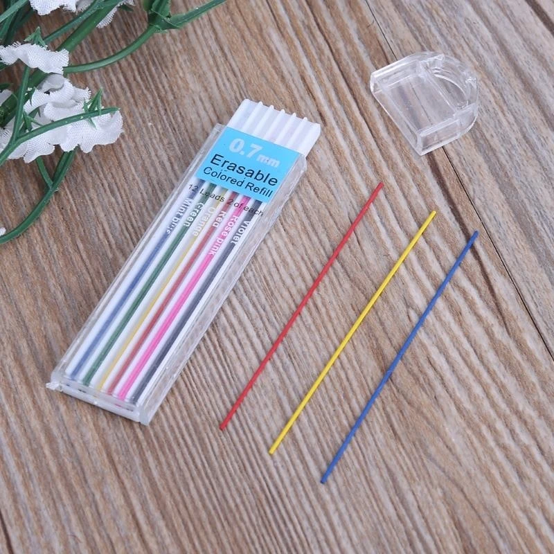 090F 1 Box 0.7mm Colored Mechanical Pencil Refill Erasable Student Stationary