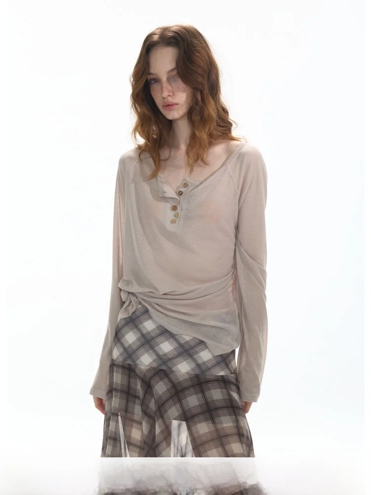 

Open Enrollment Sail Long Sve oulder Bared Loose Long Sve Opaque ey Purple Women's T-irt Cotton Polyester Spandex Blend