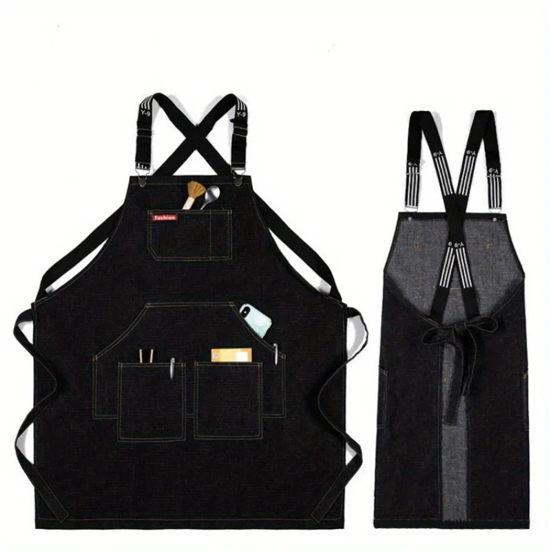 Kitchen Restaurant Work Haircut Denim Apron Barber Chef Cooking Cafe Shop BBQ Apron Hairdresser Cape