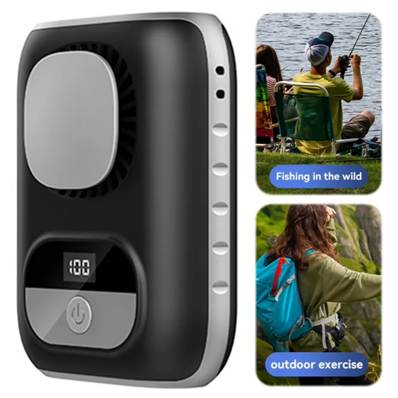 【GLAD】Clip-On Personal Neck Fan Portable 4000Mah Waist Fan LED 12H Run Time 5-Speed Settings For Body Cooling For Camping Worksi