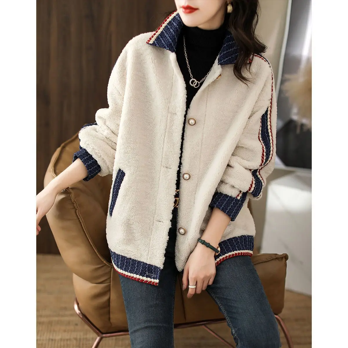 Winter Women\'s Plush Jacket 2021 New Fashion All-match Warm Particle Fleece Jacket Women\'s Jackets for Women Winter Streetwear