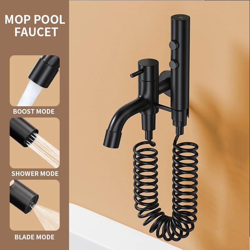 Mop pool special faucet booster spray gun one in two out mop pool dual-purpose spray gun faucet  L-002T