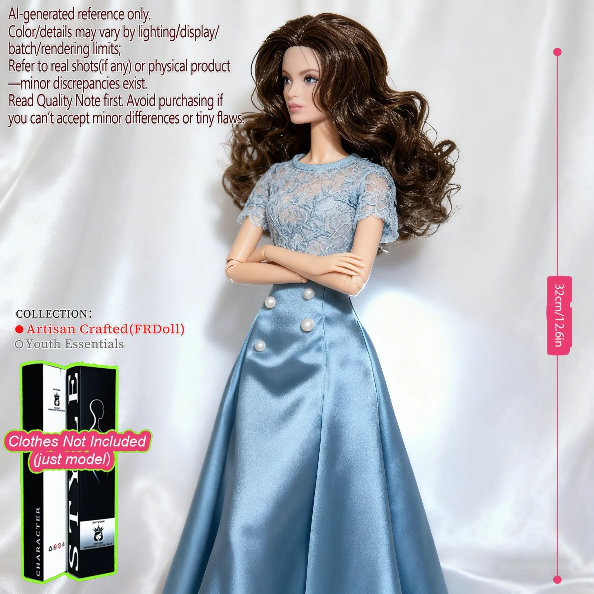 ตุ๊กตา BJD ขนาด 12.6 นิ้ว แบบเหมือนจริงสำหรับนักสะสม - ตุ๊กตาแบบข้อต่อทรงนางแบบแฟชั่น พร้อมข้อต่อ 12 จุดสำหรับงาน DIY (ไม่มีเสื้อผ้า)