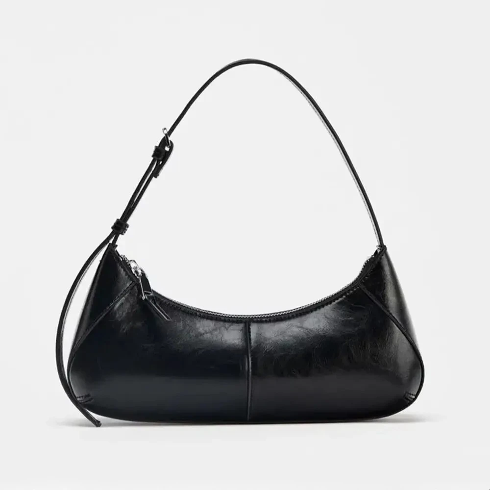 Новая дизайнерская женская сумка через плечо из искусственной кожи, однотонная сумка через плечо в стиле ретро в форме полумесяца, сумка-бродяга