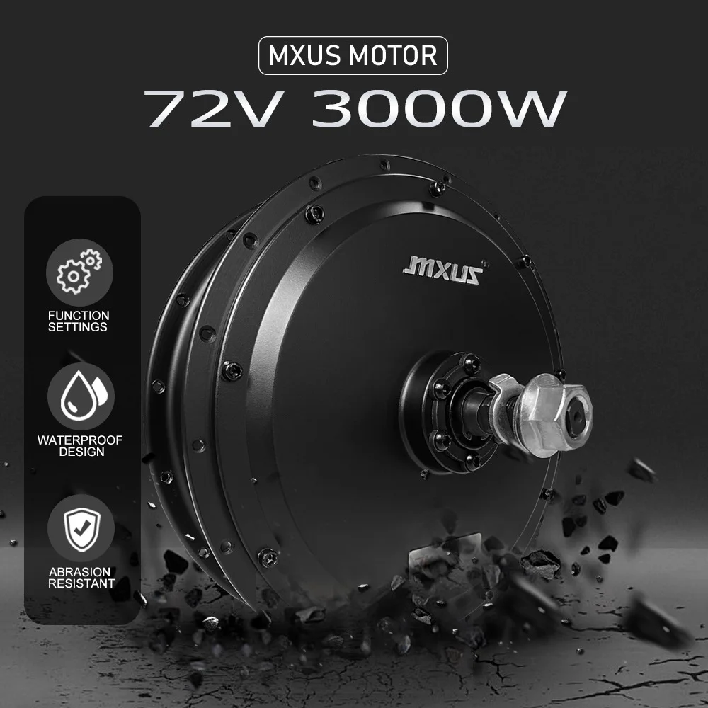 MXUS 72V 3000W Motor 32-50KM/H Mountain Bicycle Lithium Battery e-Bike Modified Spin Flywheel Open Gear 142mm 3T Waterproof