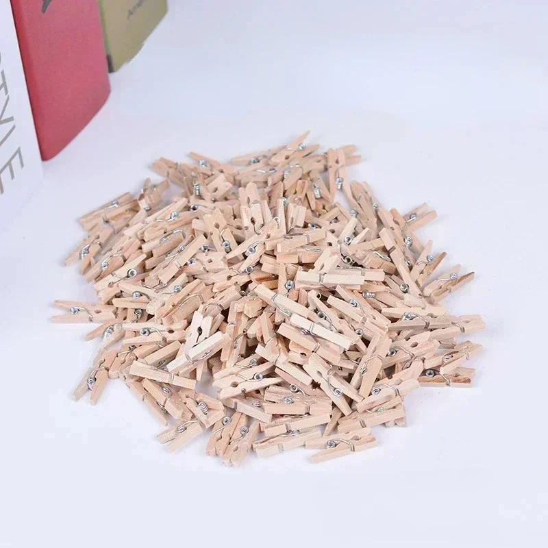 Mini 25mm Natural Wooden Clips Photo Clips Clothespin Clothes Folder Wedding Party Wooden Clip Clips Pegs Dropshipping