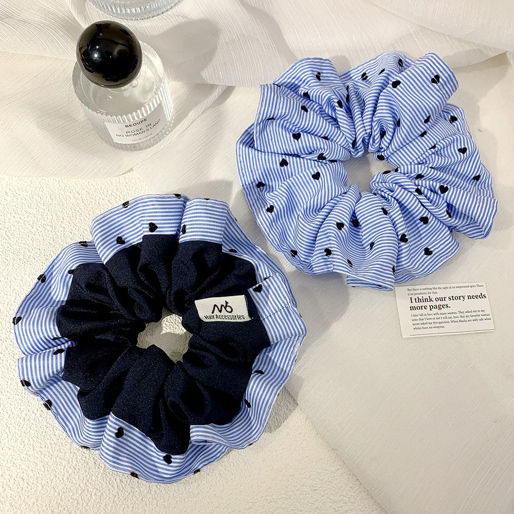 French Ocean Style Striped Large Intestine Hairband Women's Head Rope Women's Love Color Match Versatile Hair Accessories