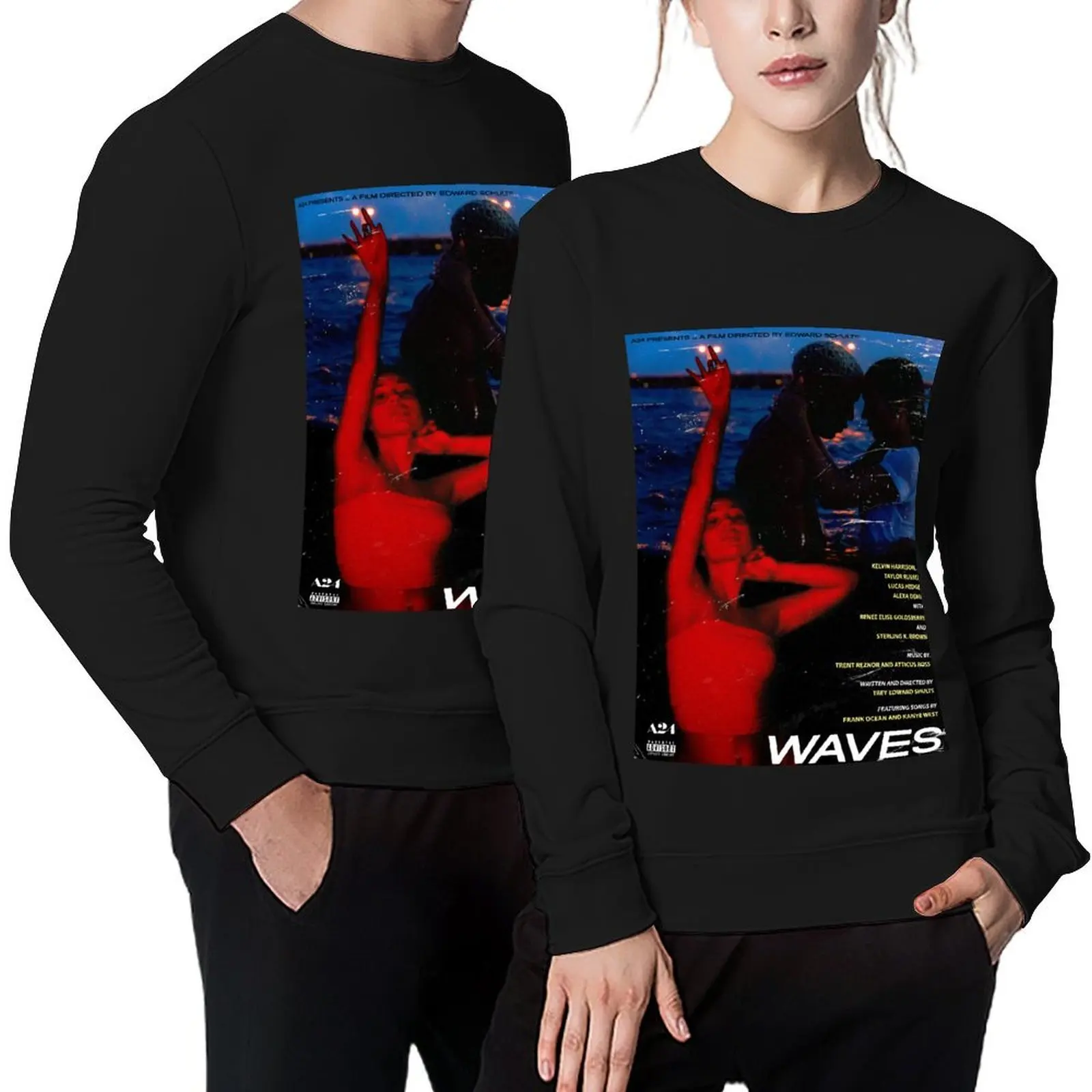 

Waves - A24 Movie Poster Pullover anime clothes mens clothing men's sweat-shirt mens designer clothes sweatshirt