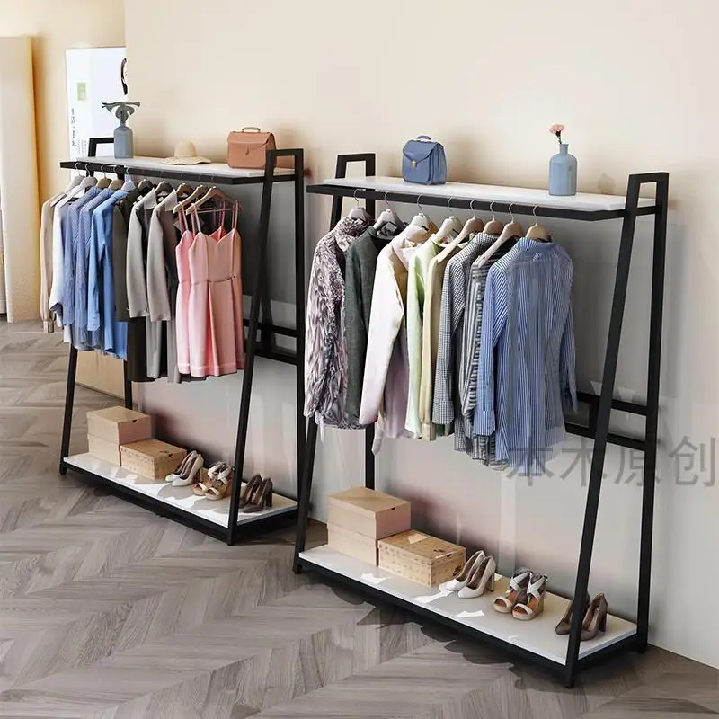 Custom. Simple Wall Clothing Display Rack Household Clothing Floor-Standing Rack Lobby Dressing Hanger Adult Clothes Store Shopp