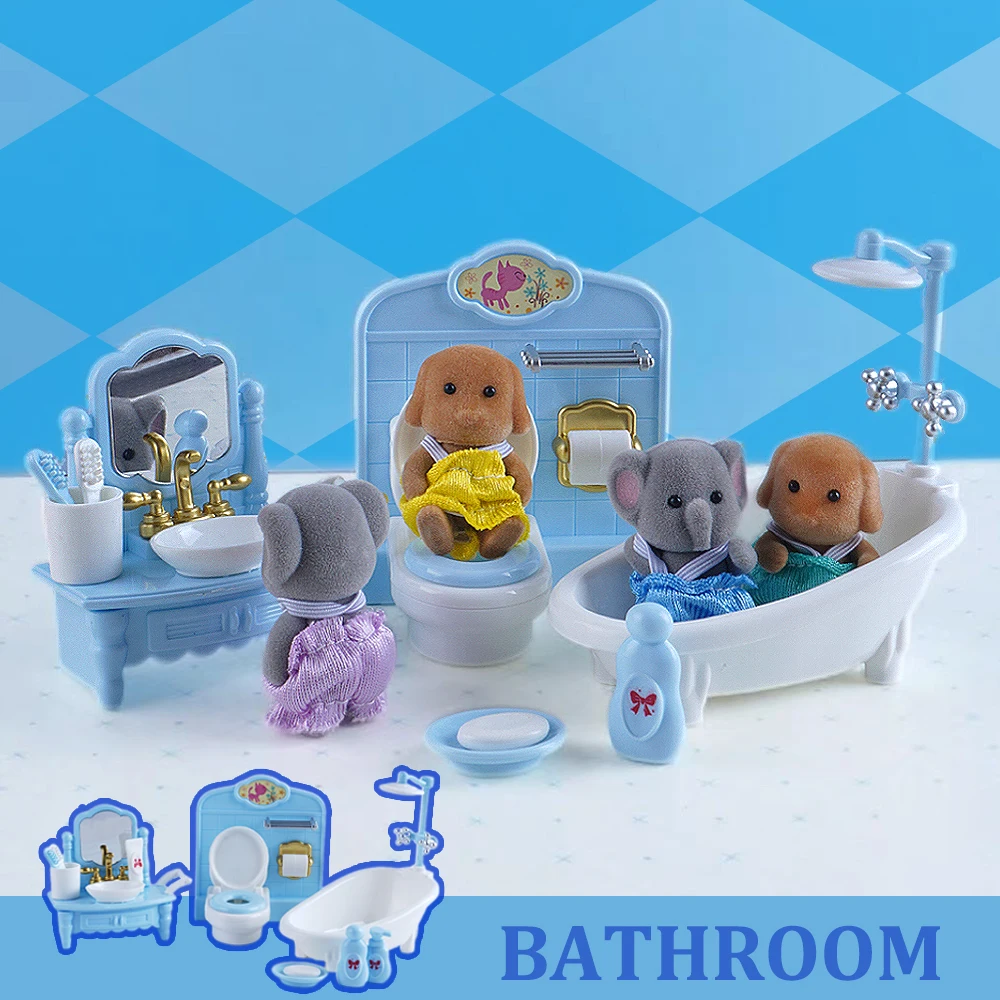 1/12 Miniature Furniture Kitchen Pig Elephant Baby Animal Bathroom Model Dollhouse Mini Living Room Ornament Play House Toy Gift